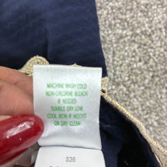 Lilly Pulitzer Navy Gold Eyelet Halter Dress Style 11561 Size 6 Party Formal - Picture 8 of 11